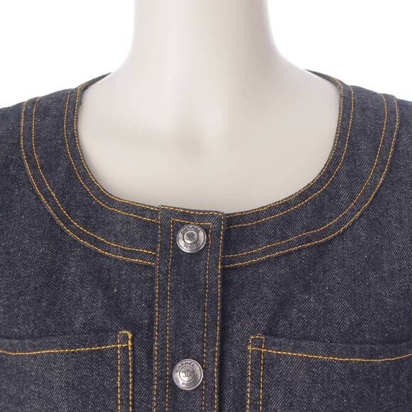 CHANEL Dress CC Vintage Denim Blue Short Dress E97 Button Indigo - Picture 5 of 9